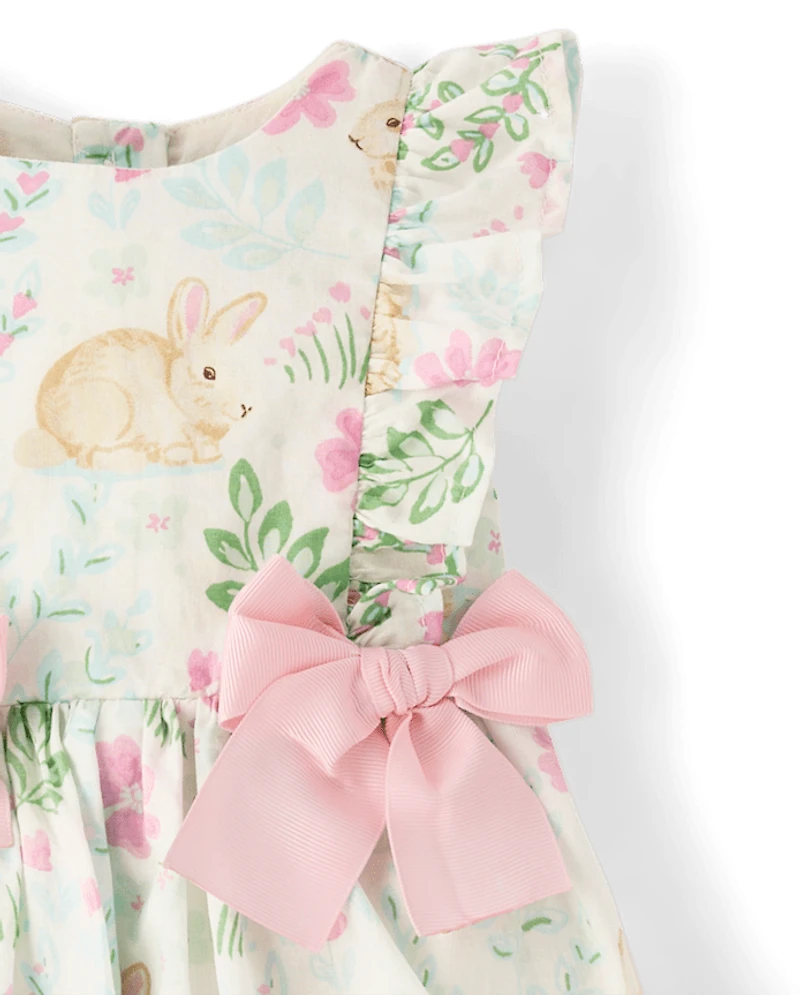 Baby Girls Bunny Bow Flutter Dress