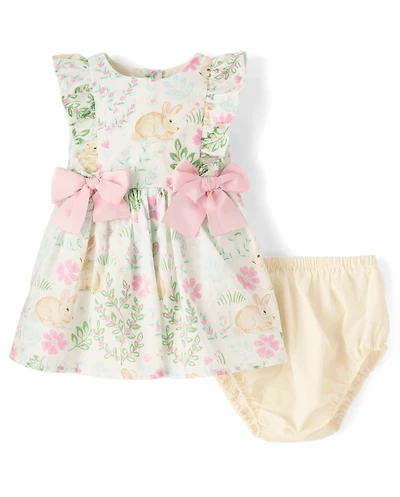 Baby Girls Bunny Bow Flutter Dress
