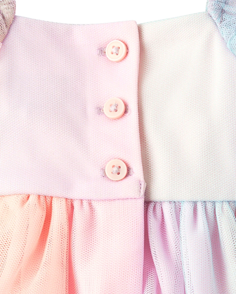Baby Girls Rainbow Smocked Mesh Flutter Dress