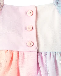 Baby Girls Rainbow Smocked Mesh Flutter Dress