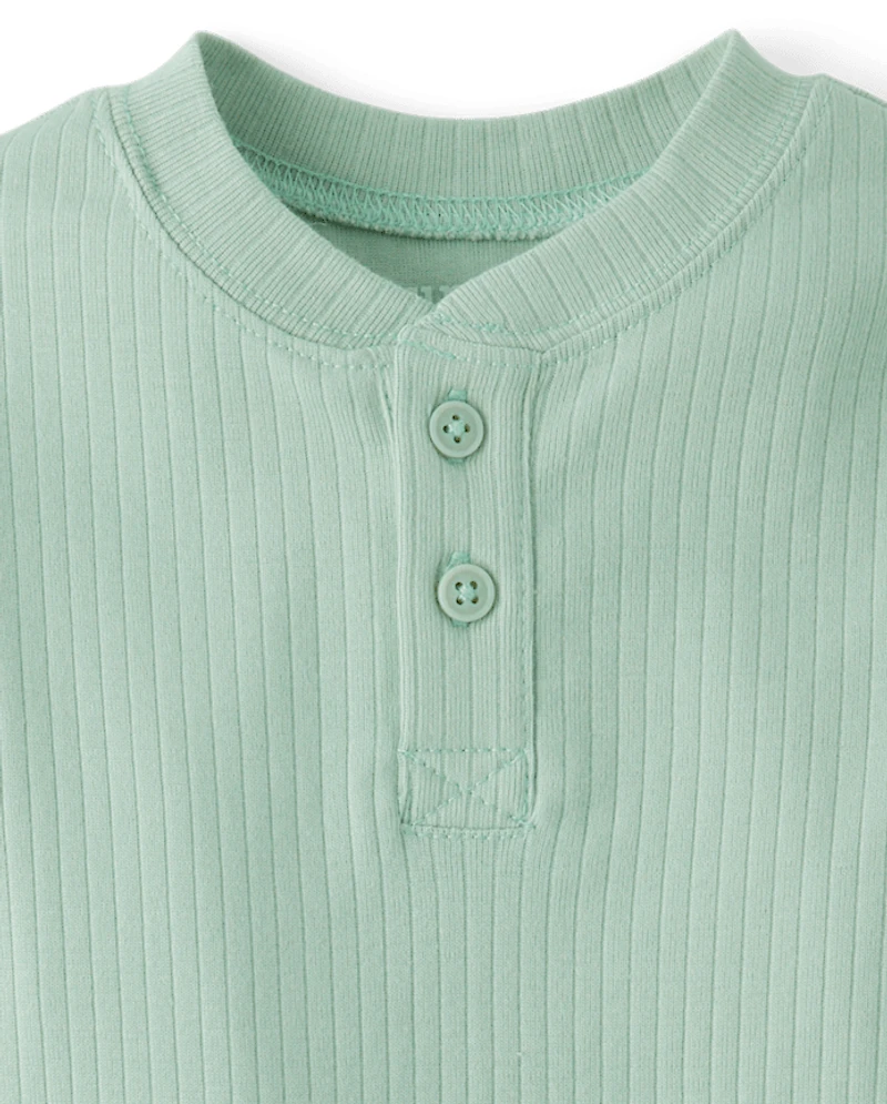 Baby Boys Roll Cuff Ribbed Romper