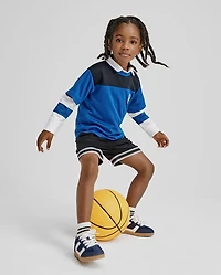 Boys Quick Dry Colorblock Mesh Football Jersey