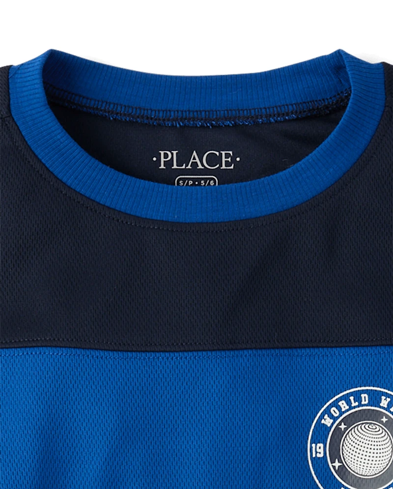 Boys Quick Dry Colorblock Mesh Football Jersey