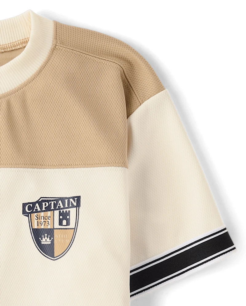 Boys Quick Dry Colorblock Mesh Football Jersey