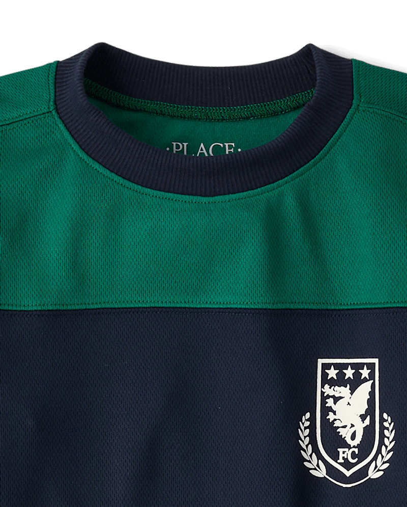 Boys Quick Dry Colorblock Mesh Football Jersey