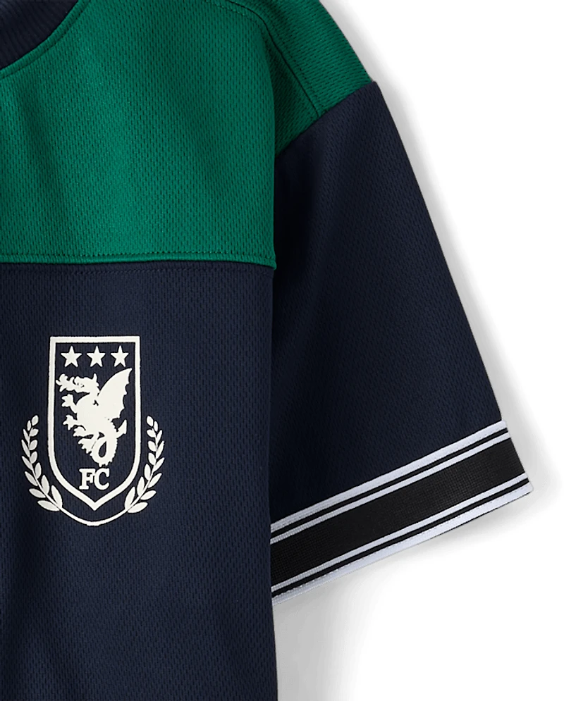 Boys Quick Dry Colorblock Mesh Football Jersey