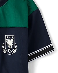 Boys Quick Dry Colorblock Mesh Football Jersey