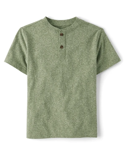 Boys Marled Henley Top