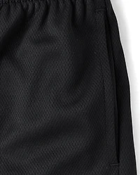 Boys Quick Dry Contrast Hem Mesh Active Shorts