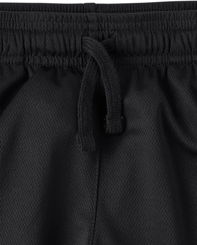 Boys Quick Dry Contrast Hem Mesh Active Shorts