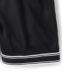 Boys Quick Dry Contrast Hem Mesh Active Shorts
