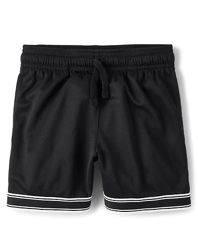 Boys Quick Dry Contrast Hem Mesh Active Shorts