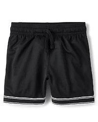 Boys Quick Dry Contrast Hem Mesh Active Shorts
