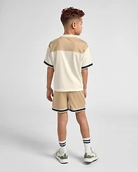 Boys Quick Dry Contrast Hem Mesh Active Shorts