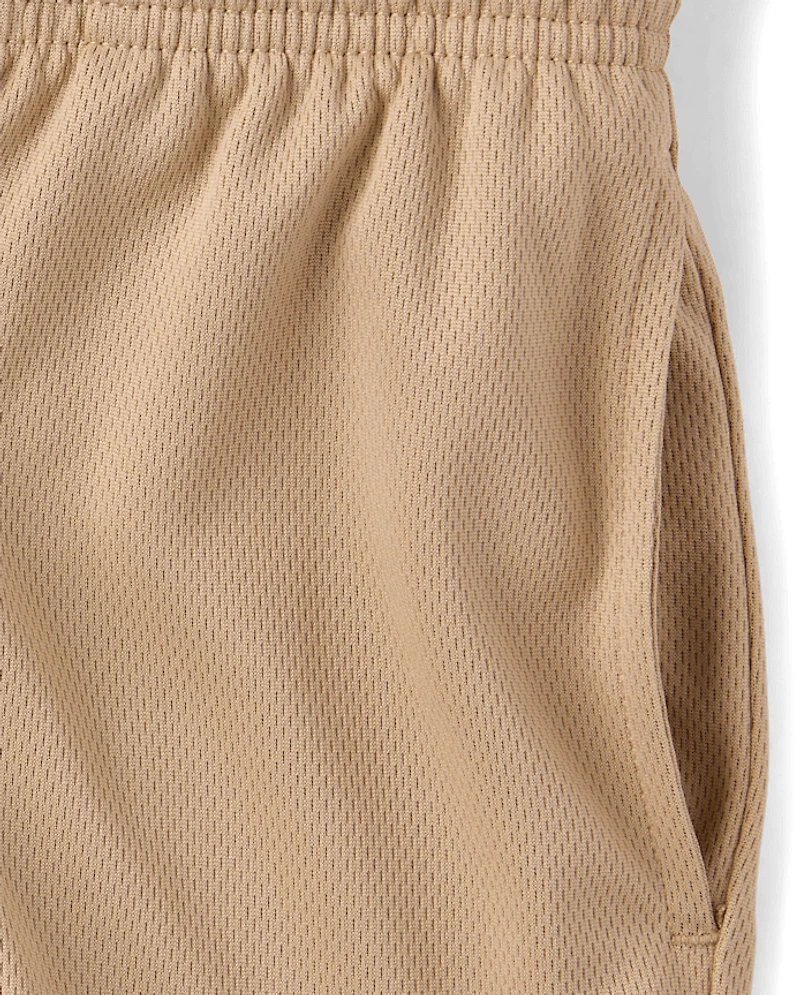 Boys Quick Dry Contrast Hem Mesh Active Shorts