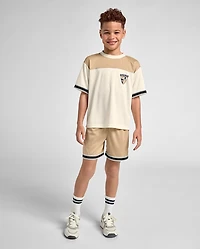 Boys Quick Dry Contrast Hem Mesh Active Shorts