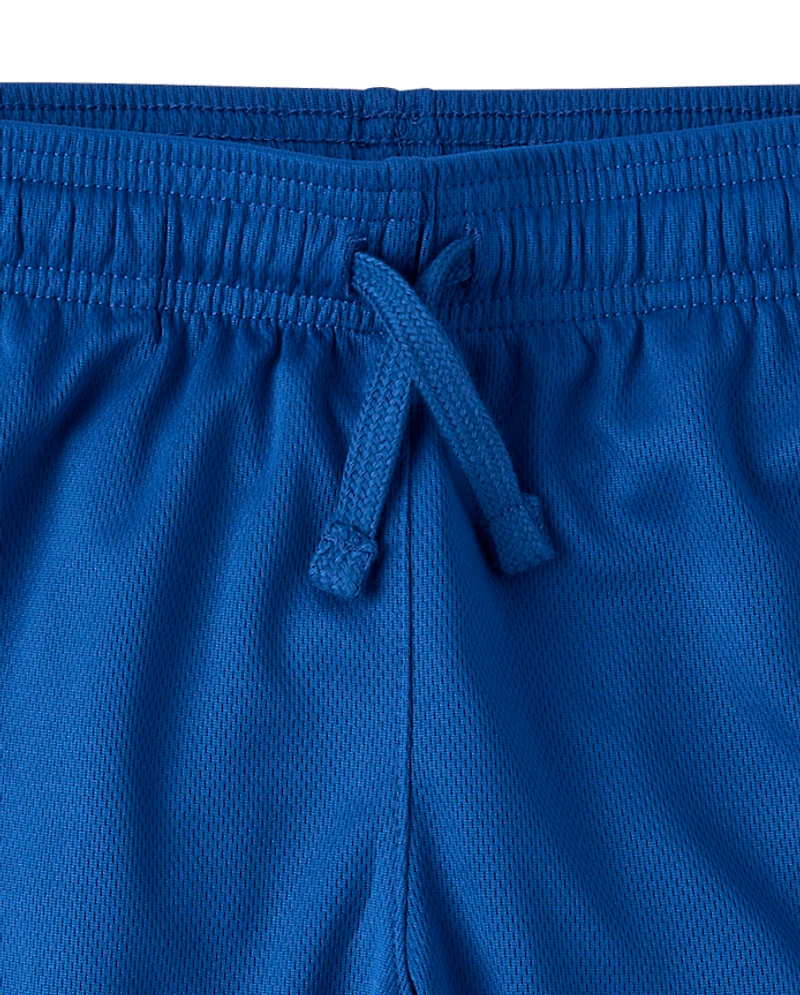 Boys Quick Dry Contrast Hem Mesh Active Shorts