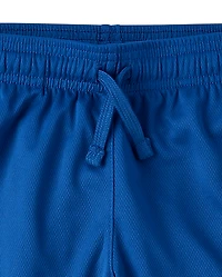 Boys Quick Dry Contrast Hem Mesh Active Shorts