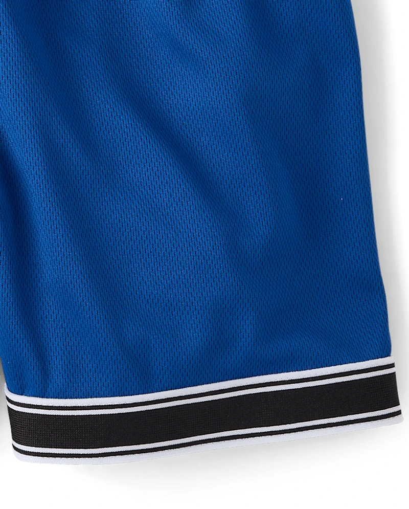 Boys Quick Dry Contrast Hem Mesh Active Shorts