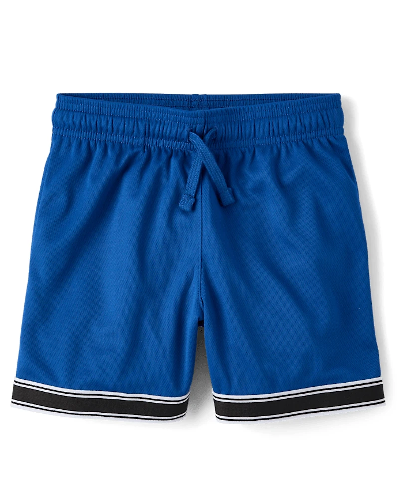 Boys Quick Dry Contrast Hem Mesh Active Shorts