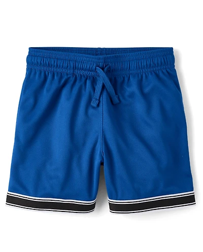 Boys Quick Dry Contrast Hem Mesh Active Shorts