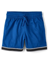 Boys Quick Dry Contrast Hem Mesh Active Shorts