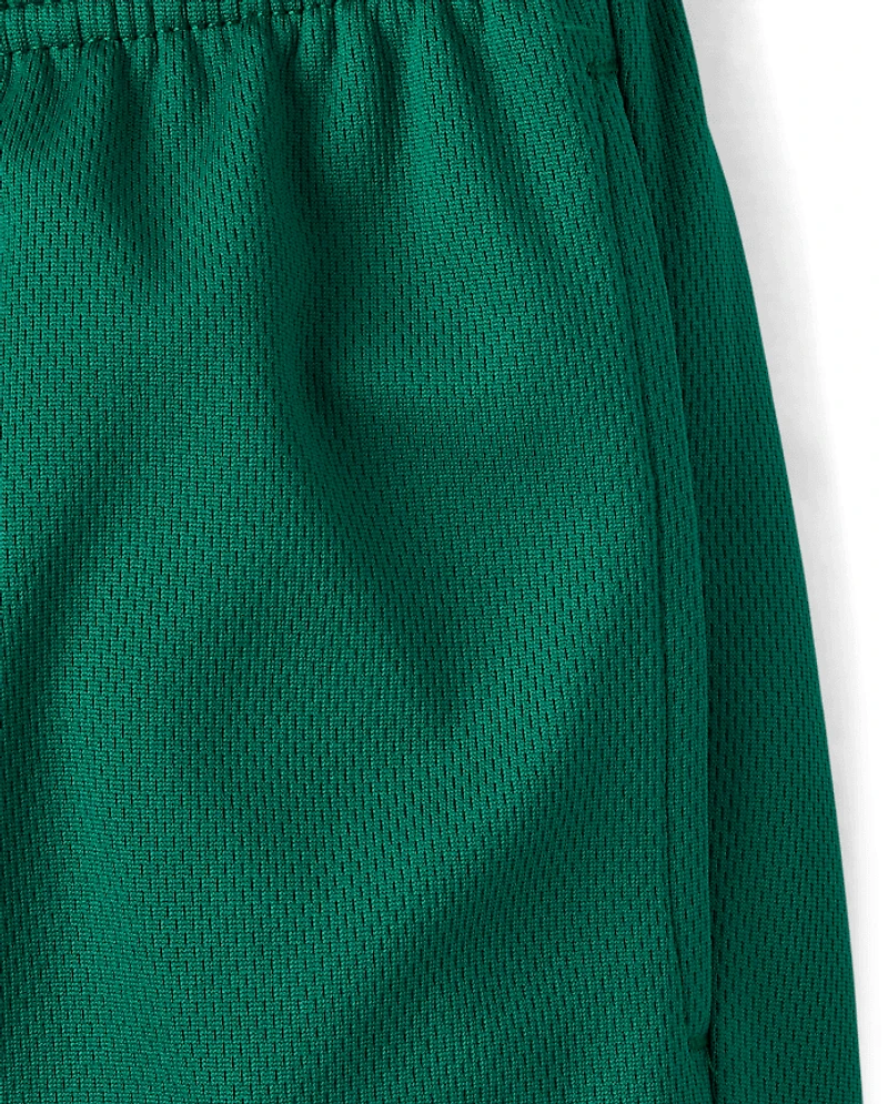 Boys Quick Dry Contrast Hem Mesh Active Shorts