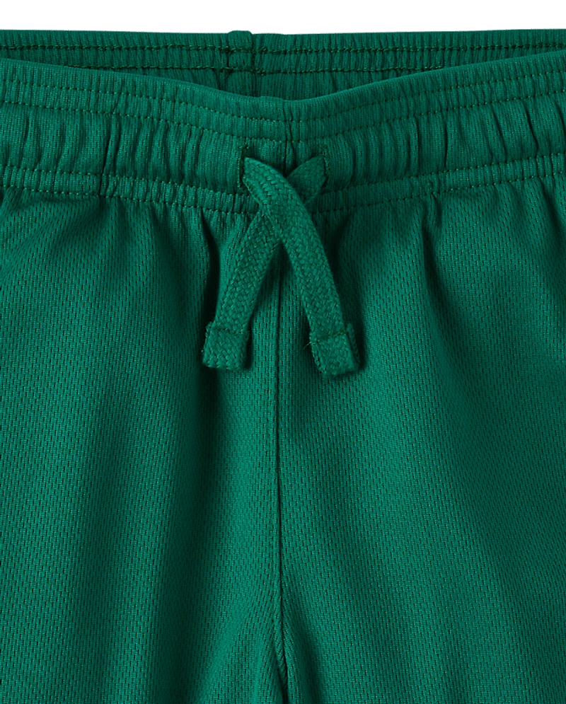 Boys Quick Dry Contrast Hem Mesh Active Shorts