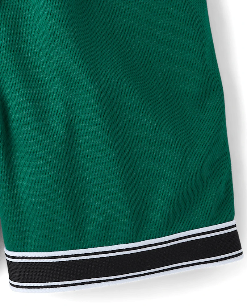 Short de sport en maille à séchage rapide et ourlet contrasté pour garçon