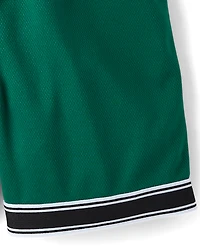 Short de sport en maille à séchage rapide et ourlet contrasté pour garçon