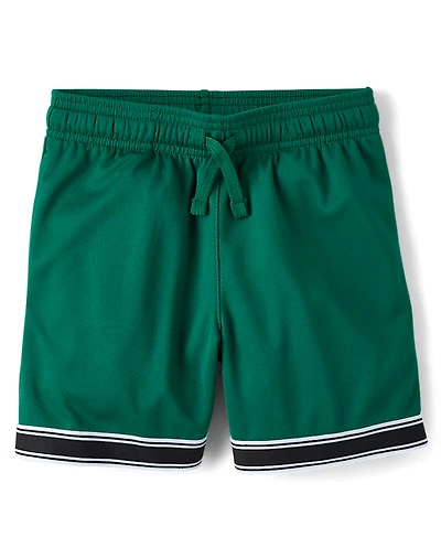 Boys Quick Dry Contrast Hem Mesh Active Shorts