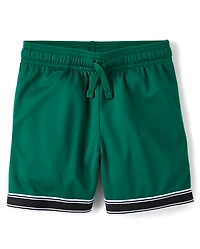 Boys Quick Dry Contrast Hem Mesh Active Shorts