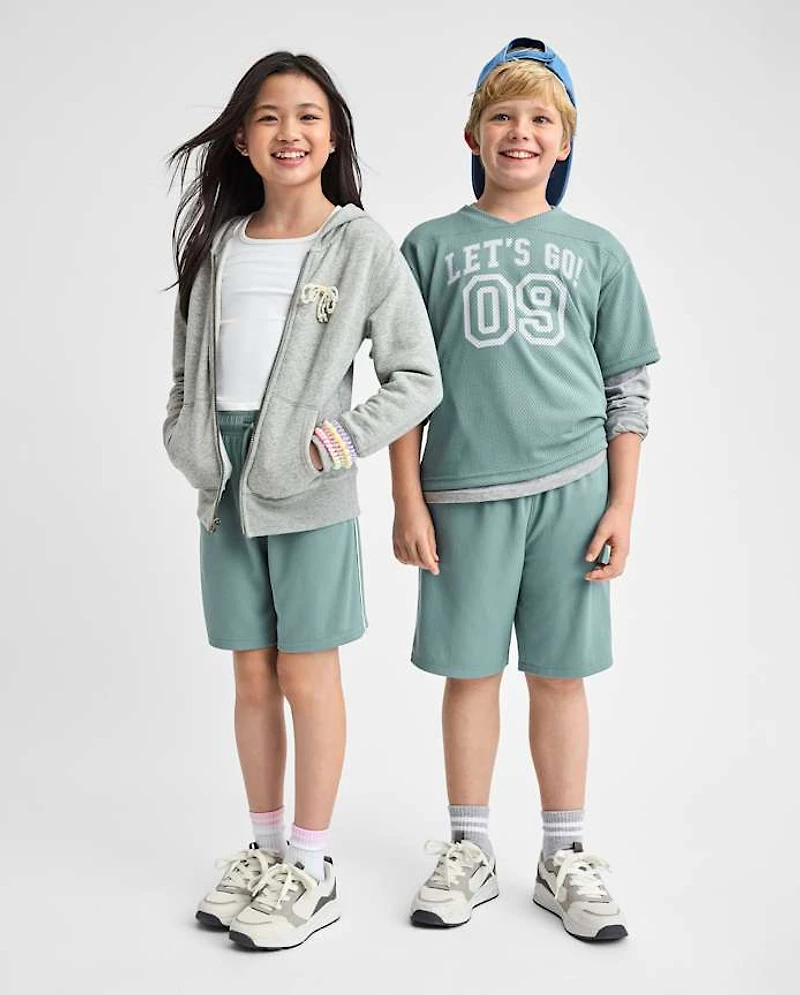 Kids Quick Dry Side Stripe Mesh Active Shorts