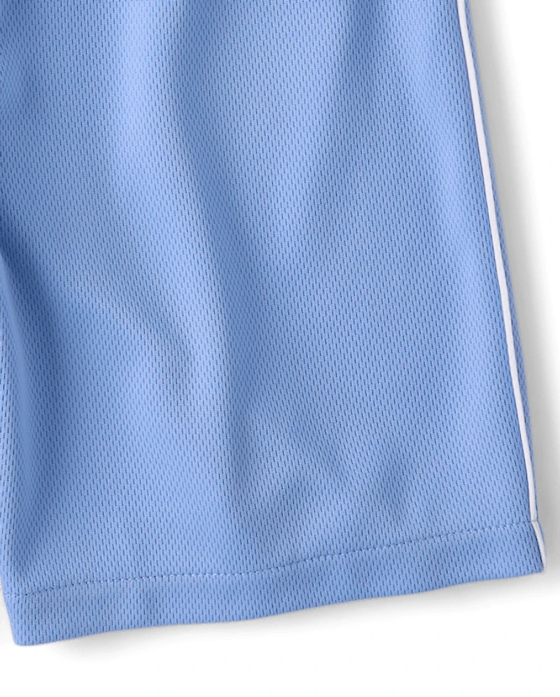 Kids Quick Dry Side Stripe Mesh Active Shorts