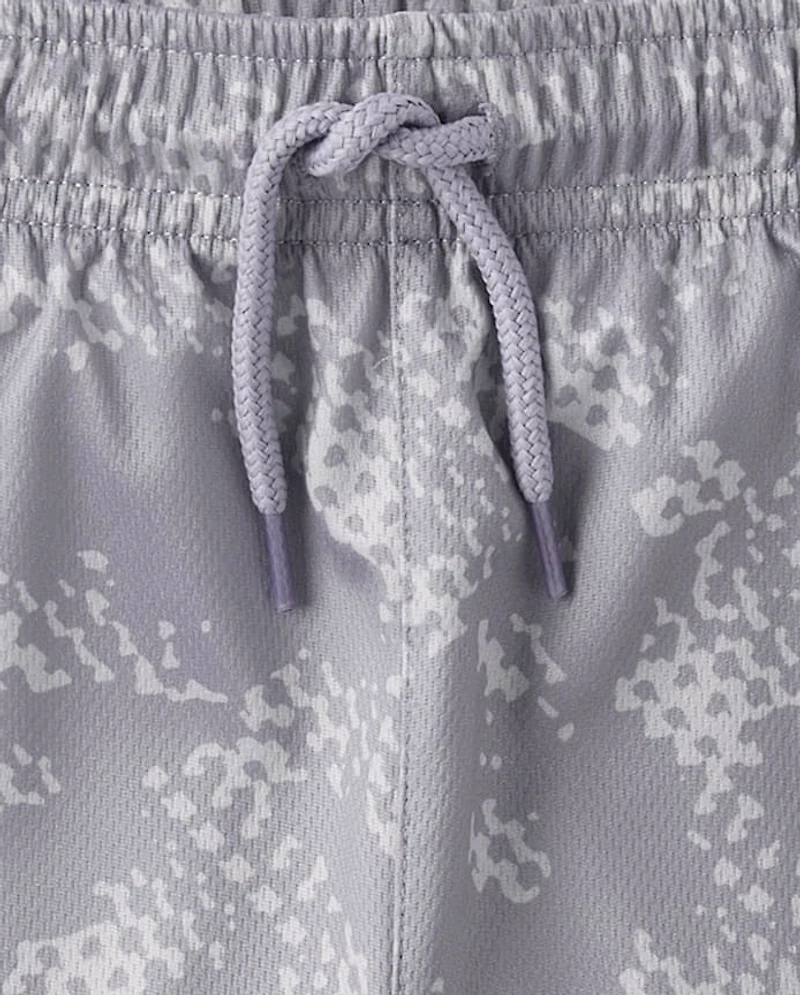 Kids Quick Dry Print Mesh Active Shorts