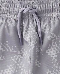 Kids Quick Dry Print Mesh Active Shorts