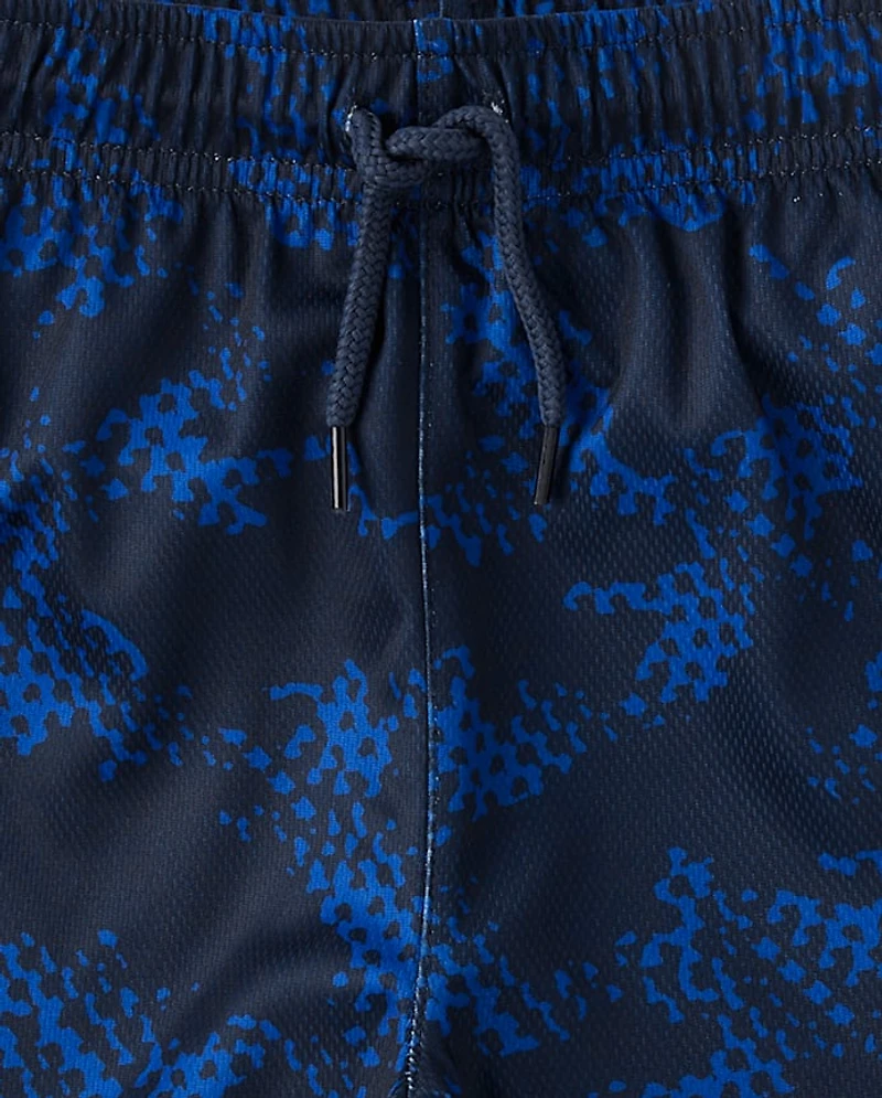 Kids Quick Dry Print Mesh Active Shorts