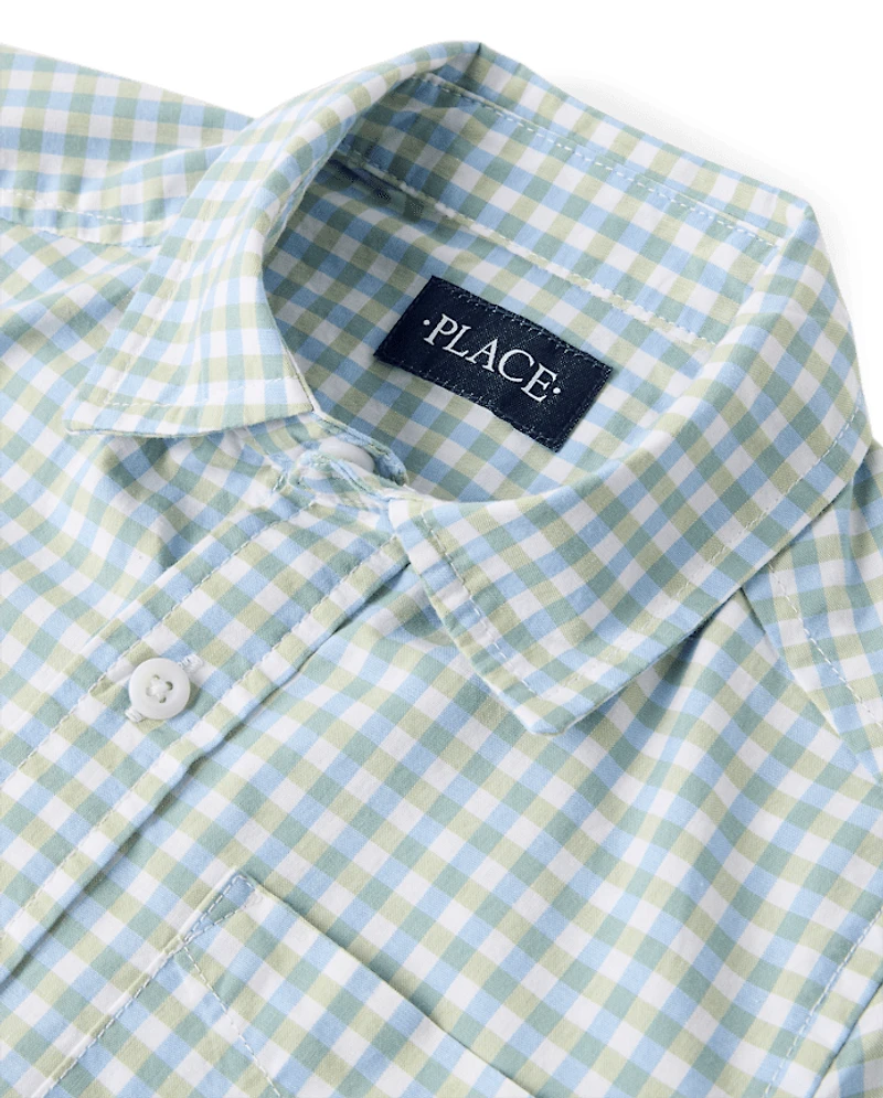 Boys Gingham Poplin Button Up Shirt