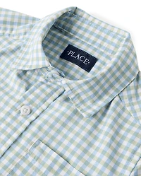 Boys Gingham Poplin Button Up Shirt