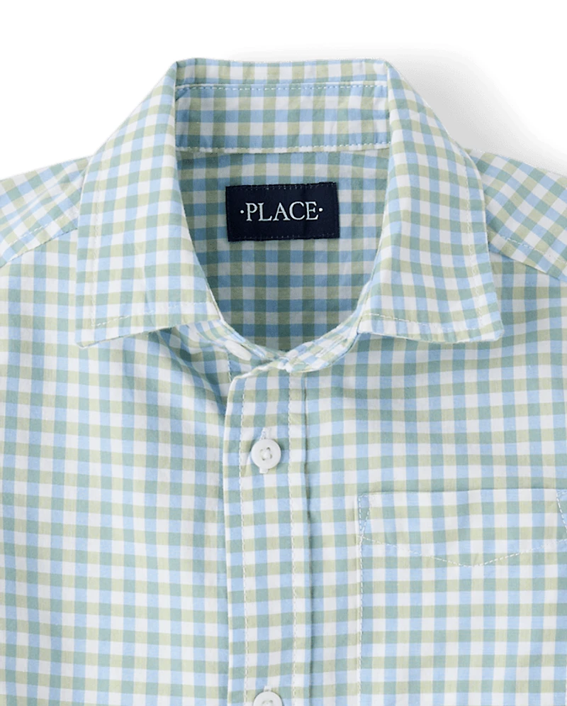 Boys Gingham Poplin Button Up Shirt