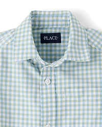 Boys Gingham Poplin Button Up Shirt