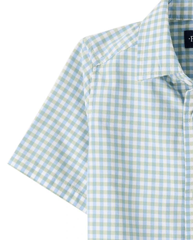 Boys Gingham Poplin Button Up Shirt