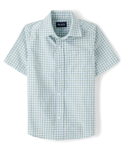 Boys Gingham Poplin Button Up Shirt