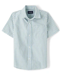 Boys Gingham Poplin Button Up Shirt