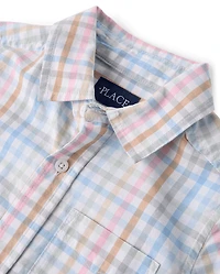 Boys Gingham Poplin Button Up Shirt