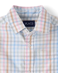 Boys Gingham Poplin Button Up Shirt