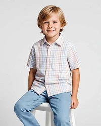 Boys Gingham Poplin Button Up Shirt