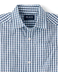 Boys Gingham Poplin Button Up Shirt