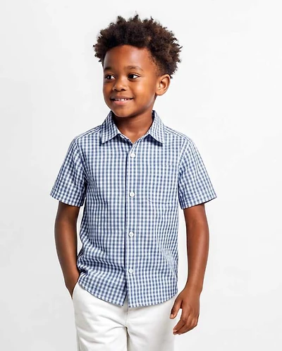 Boys Gingham Poplin Button Up Shirt
