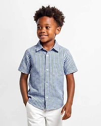 Boys Gingham Poplin Button Up Shirt